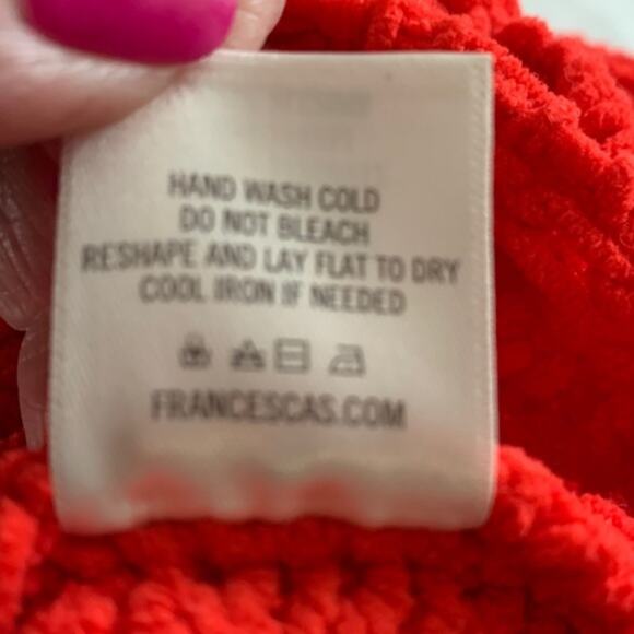 Ayla Ruby bright red chunky knit crewneck sweater cropped size s small - Picture 7 of 7